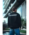 Kışlık Bisiklet Yaka Oversize Baskılı SweatShirt - Siyah