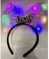 Led Işıklı 3 Farklı Fonksiyonda Yanan Gümüş Love Yazılı Lila Fiyonk Taç 20x17 Cm