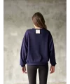 Osy Modal Yumuşak Dokulu Kumaş Bisiklet Yaka Oversize Sweatshirt - Lacivert