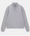 Oversize Yarım Farmuarlı Yakalı Basic SweatShirt - Gri