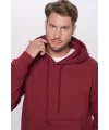 Üç İplik Penye Kapşonlu Basic SweatShirt - Bordo