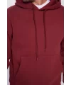 Üç İplik Penye Kapşonlu Basic SweatShirt - Bordo