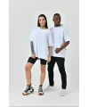 Unisex Basic Bisiklet Yaka Oversize T-Shirt - Beyaz