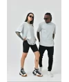 Unisex Basic Bisiklet Yaka Oversize T-Shirt - Boyalı Gri