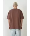 Unisex Basic Bisiklet Yaka Oversize T-Shirt - Mürdüm