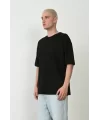 Unisex Basic Bisiklet Yaka Oversize T-Shirt - Siyah