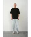 Unisex Basic Bisiklet Yaka Oversize T-Shirt - Siyah