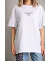 Unisex Baskılı Oversize T-Shirt - Beyaz