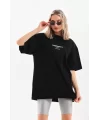 Unisex Baskılı Oversize T-Shirt - Siyah