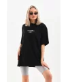 Unisex Baskılı Oversize T-Shirt - Siyah