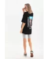 Unisex Baskılı Oversize T-Shirt - Siyah