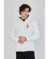 Unisex Baskılı Tam Fermuarlı Kapşonlu SweatShirt - Beyaz