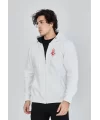 Unisex Baskılı Tam Fermuarlı Kapşonlu SweatShirt - Beyaz