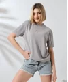 Unisex Bisiklet Yaka Baskılı Slim Fit T-Shirt - Boyalı Gri