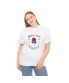 Unisex Bisiklet Yaka Baskılı T-Shirt - Beyaz