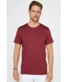 Unisex Düz Biskilet Yaka Oversize T-shirt - Bordo