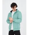 Unisex Tam Fermuarlı Kapşonlu  SweatShirt - Mint Yeşili