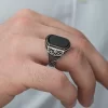Luz&Pos ​gümüş Oniks Taşlı Desenli Erkek Yüzük