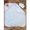 Luz&Pos 0-1 Yaş Bear Nakışlı Pareolu 4lü Kız Bebek Havlu Silgi Takımı Pembe