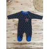 Luz&Pos 0-3 3-6 6-9 Ay Star Baby Baskılı Çıt Çıt Kapama Erkek Bebek Tulum Siyah
