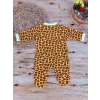 Luz&Pos 0-3 3-6 Ay Boy Fermuar Zürafa Nakışlı Kız Erkek Bebek Tulum Sarı