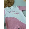 Luz&Pos 0-3 3-6 Ay Lucky Baby Nakışlı Es Çizgi Boy Şapkalı Kız Bebek Tulumu Pembe