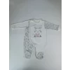 Luz&Pos 0-3 3-6 Ay Minik Tavşan Nakışlı Boydan Çıtçıt Kapamalı Kız Erkek Bebek Tulumu Ekru