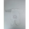 Luz&Pos 0-3 3-6 Ay Minik Tavşan Nakışlı Boydan Çıtçıt Kapamalı Kız Erkek Bebek Tulumu Ekru