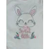 Luz&Pos 0-3 3-6 Ay Minik Tavşan Nakışlı Boydan Çıtçıt Kapamalı Kız Erkek Bebek Tulumu Ekru