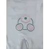 Luz&Pos 0-3 3-6 Ay Minik Tavşan Nakışlı Boydan Çıtçıt Kapamalı Kız Erkek Bebek Tulumu Ekru