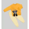 Luz&Pos 1-2-3 Yaş Filli Sallanan Ayak Desenli Likra Penye Kumaş Sweat Pantolonlu Kız Erkek 2li Çocuk Takımı Turuncu
