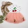 Luz&Pos 1-2-3 Yaş Payetli Kiraz Nakışlı Kiraz Etekli Kız Bebek Tütü Elbisesi Pudra