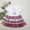 Luz&Pos 1-2-3 Yaş Payetli Mickey Baskılı Brode Etekli Kız Bebek Elbisesi Rose