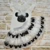 Luz&Pos 1-2-3 Yaş Payetli Mickey Nakışlı Kısa Kollu Brode Etekli 2li Kız Bebek Takımı Siyah