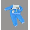 Luz&Pos 1-2-3 Yaş Sallanan Balık Nakışlı Kuzu Kumaş Sweat Pantolon Uzun Kollu Kız Erkek 2 Li Takımı Saks Mavisi