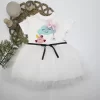 Luz&Pos 1-2-3 Yaş Tül Tokalı Bulut Civciv Ve Yıldız Nakışlı Kız Bebek Elbisesi Beyaz
