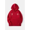 Luz&Pos 10 Kasıma Özel Üç İplik Kapüşonlu Baskılı Sweatshirt - Kırmızı