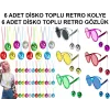 12 Parça Renkli Disko Toplu Retro Parti Seti – 6 Kolye + 6 Gözlük