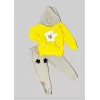Luz&Pos 2-3-4 Yaş Pelüş Ayı Desenli Kapşonlu Uzun Kollu Penye Sweat 2li Erkek Çocuk Takımı Sarı