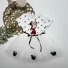 Luz&Pos 2-3-4 Yaş Puantiyeli Mickey Baskılı Kurdela Kuşaklı Astarlı Kız Bebek Tütü Elbisesi Beyaz