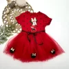 Luz&Pos 2-3-4 Yaş Puantiyeli Mickey Baskılı Kurdela Kuşaklı Astarlı Kız Bebek Tütü Elbisesi Kırmızı