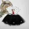 Luz&Pos 2-3-4 Yaş Puantiyeli Mickey Baskılı Kurdela Kuşaklı Astarlı Kız Bebek Tütü Elbisesi Siyah