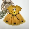 Luz&Pos 2-3-4 Yaş Puantiyeli Mickey Baskılı Kurdela Kuşaklı Astarlı Kız Bebek Tütü Elbisesi Hardal