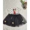Luz&Pos 2-3-4 Yaş Puantiyeli Mickey Baskılı Kurdela Kuşaklı Astarlı Kız Bebek Tütü Elbisesi Siyah