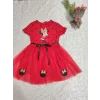 Luz&Pos 2-3-4 Yaş Puantiyeli Mickey Baskılı Kurdela Kuşaklı Astarlı Kız Bebek Tütü Elbisesi Kırmızı