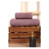 2 Parça Banyo Havlu Takımı &#37;100 Pamuklu Çubuk Desen Mor