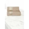 2 Parça Elysium Premium Banyo Havlu Seti  &#37;100 Pamuk 70x140 Cm Bej