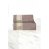 2 Parça Elysium Premium Banyo Havlu Seti  &#37;100 Pamuk 70x140 Cm Kahve