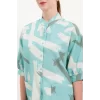 20226 Desenli Oversize Gömlek - Mint