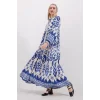 2423 Otantik Desenli Tesettür Elbise - A.SAKS